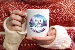 Merry Christmas Round Christmas Ornament Sublimation PNG Product Image 3