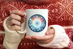Colorful Pastel Snowflake Ornament Sublimation PNG Product Image 1