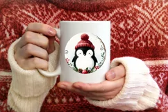 Penguin Round Christmas Ornament Sublimation PNG Product Image 3