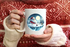 3D Winter Scene with Santa Ornament Sublimation PNG Product Image 4