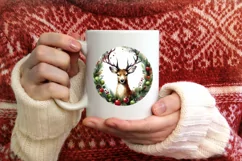 Colorful Reindeer Christmas Ornament Sublimation PNG Product Image 3