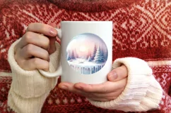Detailed Winter Scene with Forest Round Ornament Sublimation Product Image 3