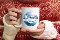 Winter Scene with Sleigh Round Christmas Ornament Product Image 3