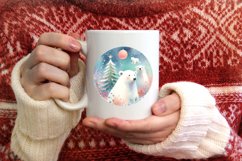 Colorful Polar Bear Round Ornament Sublimation PNG Product Image 4