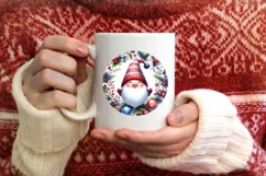 Colorful Gnomes Round Ornament Sublimation PNG Product Image 3