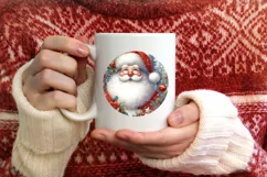 Santa Round Ornament Sublimation PNG Product Image 4