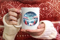 a vibrant winter scene believe in santa round ornament png Product Image 1