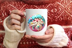 pastel santa round ornament sublimation png Product Image 1