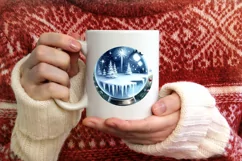 Elf Christmas Scene Ornament PNG Product Image 1