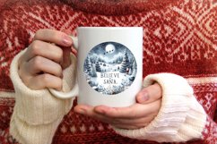 a very simple winter scene believe in santa round ornament Product Image 3
