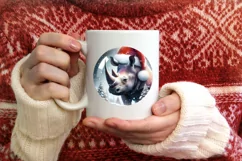 Winter Rhino Round Ornament Sublimation PNG Product Image 3