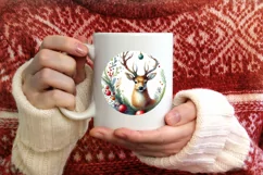 Colorful Christmas Scene Round Ornament Sublimation PNG Product Image 3