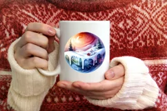 Winter Scene Christmas Ornament PNG Product Image 4