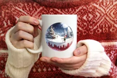 Elf Christmas Scene Ornament PNG Product Image 3