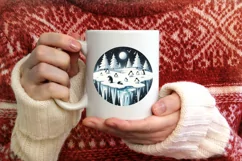 Watercolor 3D Looking Penguins Round Christmas Ornament Product Image 4