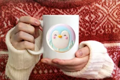 Pastel Round 3D Marzipan Christmas Penguin Ornament Product Image 4
