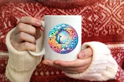 Ice Wall Peacock Round Ornament Sublimation PNG Product Image 3