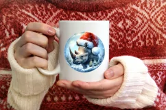 Watercolor Winter Scene Rhino Portrait Product Image 3