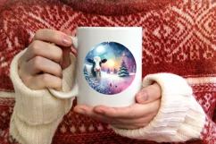 Colorful Winter Christmas Cow Round PNG Product Image 4