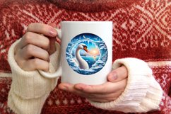 Swan in Icy Wall Round Sublimation PNG Product Image 3
