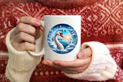 Swan in Icy Wall Round Sublimation PNG Product Image 3