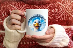 Digital Painting Round with Duck Smiling Out of Icy Wall Product Image 3