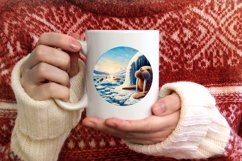 Melting Ice Wall with Walrus Round Ornament Sublimation PNG Product Image 3