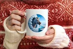 Digital Painting Round with Zebra Smiling Out of Icy Wall Product Image 3