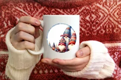 Colorful Christmas Gnomes Round Ornament Sublimation PNG Product Image 3