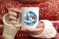 Winter Scene with Dog Sublimation PNG Product Image 1
