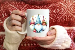 Colorful Christmas Gnomes Round Ornament Sublimation PNG Product Image 3