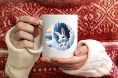 Icy Wall Rabbit Digital Painting Sublimation PNG Product Image 3