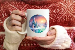 Pastel Christmas Winter Scene Ornament Sublimation PNG Product Image 4