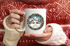 Cozy Christmas Scene Ornament Sublimation PNG Product Image 4