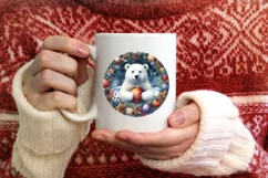 Polar Bear Christmas Ornament Sublimation PNG Product Image 3
