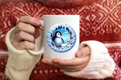Digital Painting Round with Penguin Smiling Out of Snow Made Product Image 3