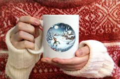 Snow Flake Elf 3D Round Melting Winter PNG Product Image 1