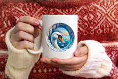 Icy Wall with Swan Round Ornament Sublimation PNG Product Image 4