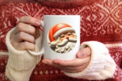 Round 3D Santa Round Ornament Sublimation PNG Product Image 3