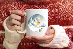 Watercolor Champaigne Christmas Round Ornament Sublimation Product Image 3