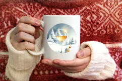 Watercolor Champaigne Christmas Round Ornament Sublimation Product Image 3