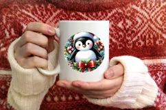 Colorful Penguin Round Ornament Sublimation PNG Product Image 4