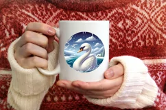 Digital Painting Round with Snow Wall and Swan Smiling JPEG Product Image 4