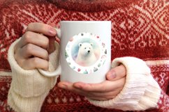 Pastel Christmas Polar Bear Round Ornament Sublimation PNG Product Image 3