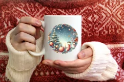 Holiday Glow Round Christmas Ornament Sublimation PNG Product Image 4