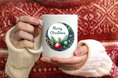 Holiday Glow Watercolor Round Christmas Image PNG Product Image 1