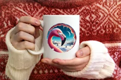 Digital Painting Round with Flamingo Smiling Out of Snow Product Image 3