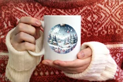 3D Winter Scene Watercolor Ornament Sublimation PNG Product Image 3