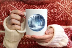 3D Winter Scene Watercolor Ornament Sublimation PNG Product Image 4