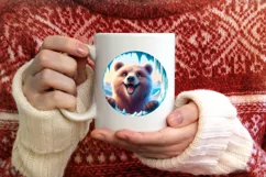 Bear in Icy Wall Round Ornament Sublimation PNG Product Image 3